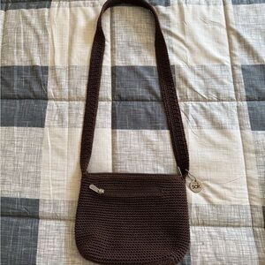 The Sak Dark Brown Knit shoulder purse. Small shoulder strap 18 inches